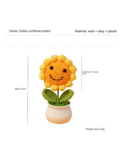 Bukela Handmade Knitted Yarn Sunflower Potted Plant Desk Ornament for Graduation and Teacher’s Day Smiling Sunflower  - Image 2