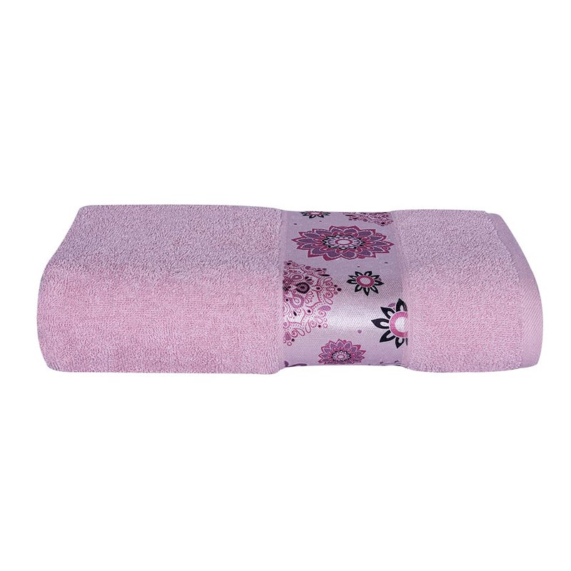 Rangoli 100% Cotton Century Bath Towel - Extra Soft, Highly Absorbent, Pink (71x147cm) - Image 1
