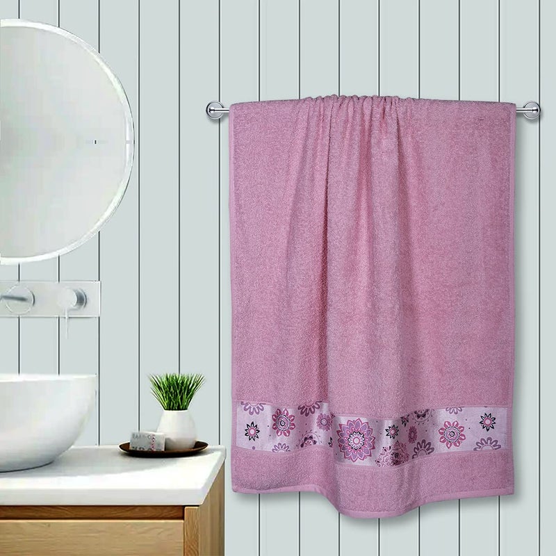 Rangoli 100% Cotton Century Bath Towel - Extra Soft, Highly Absorbent, Pink (71x147cm) - Image 3