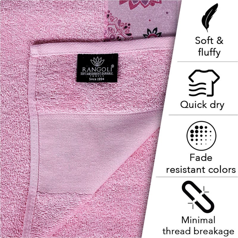 Rangoli 100% Cotton Century Bath Towel - Extra Soft, Highly Absorbent, Pink (71x147cm) - Image 5