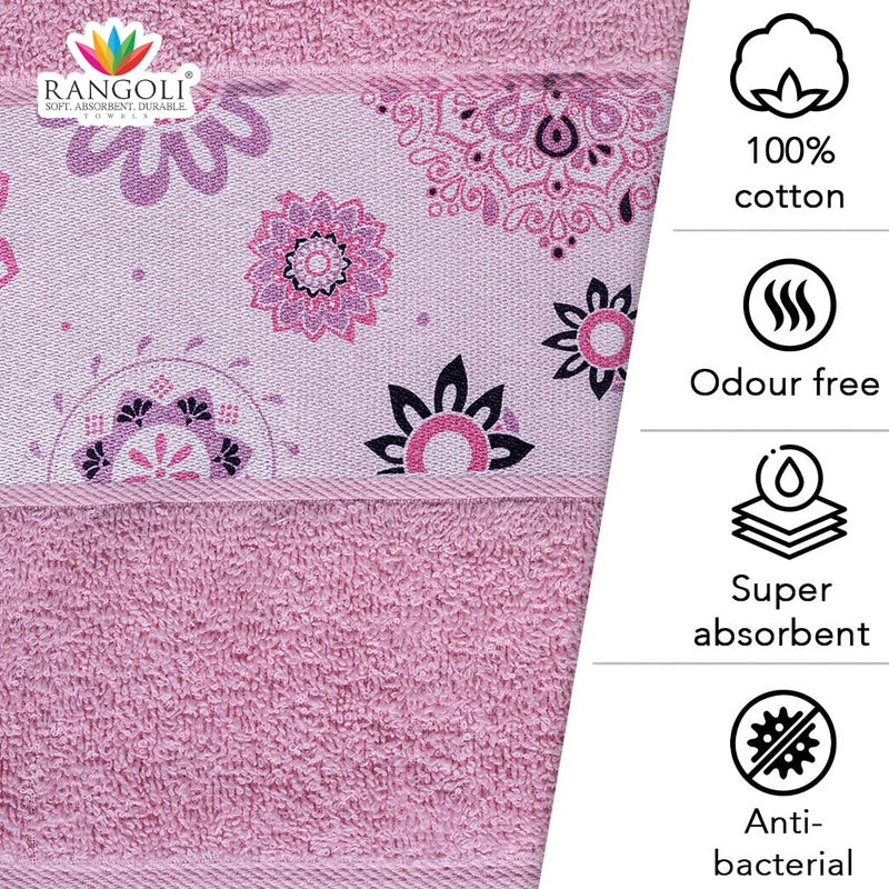 Rangoli 100% Cotton Century Bath Towel - Extra Soft, Highly Absorbent, Pink (71x147cm) - Image 4