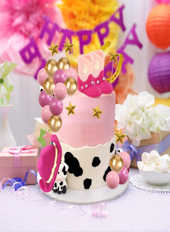MEMOVAN Cowgirl Cake Topper 24PCS Cowboy Western Cake Decorations Cowgirl Hat and Boots Birthday Cake Toppers Pink Cow Balls Cake Topper for Cowgirls Western Theme Party Favors - Image 3