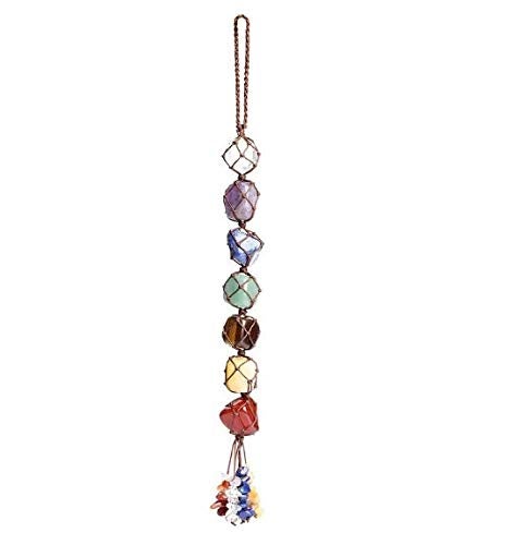 7 Chakras Healing Crystals Home Interior Decoration Car Hanging Ornaments Window Decoration Good Luck Home Decoration for Reiki Healing Good Luck Feng Shui Decorations (7 Chakra)