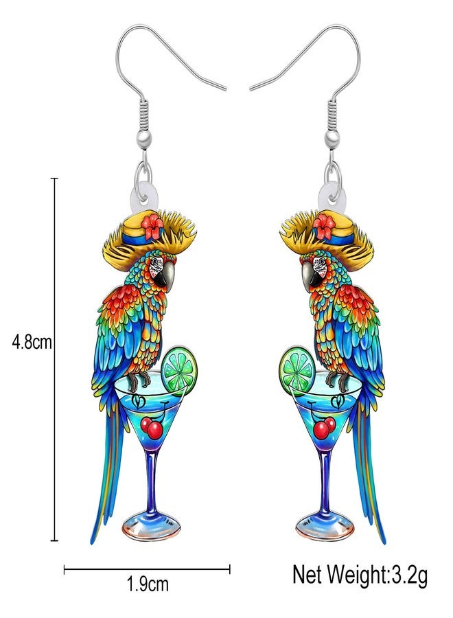 Bonsny Acrylic Drop Dangle Sweet Parrot Bird Earrings Jewelry For Women Gift Charms accessories Original Design (Floral) - Image 5