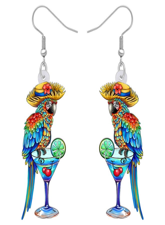 Bonsny Acrylic Drop Dangle Sweet Parrot Bird Earrings Jewelry For Women Gift Charms accessories Original Design (Floral) - Image 1