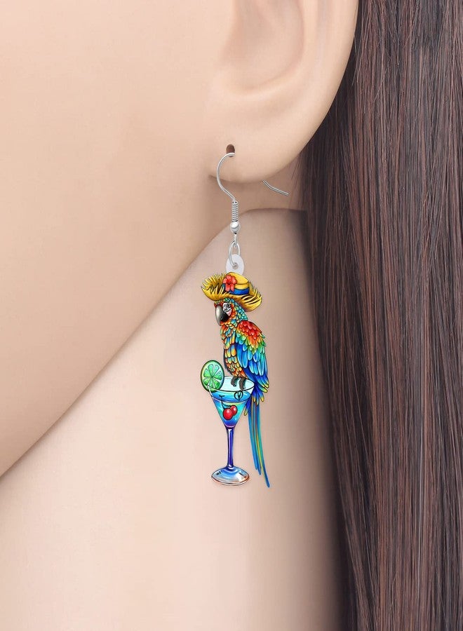 Bonsny Acrylic Drop Dangle Sweet Parrot Bird Earrings Jewelry For Women Gift Charms accessories Original Design (Floral) - Image 2