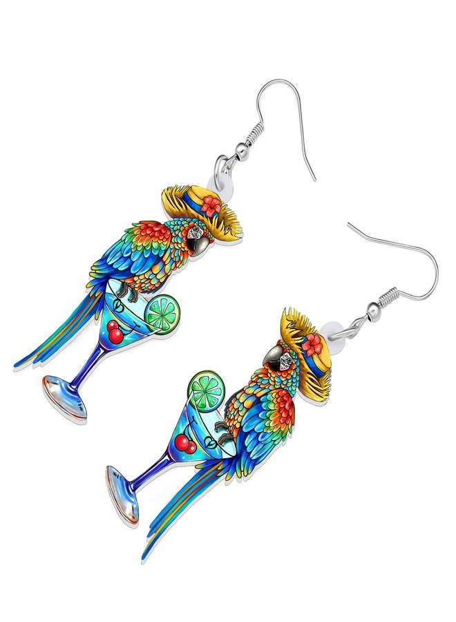 Bonsny Acrylic Drop Dangle Sweet Parrot Bird Earrings Jewelry For Women Gift Charms accessories Original Design (Floral) - Image 4