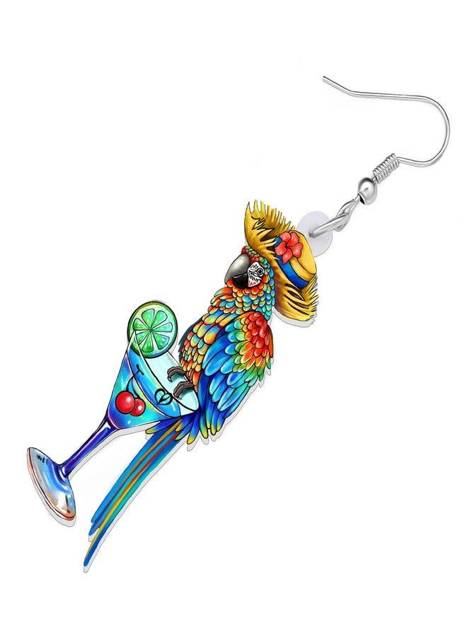 Bonsny Acrylic Drop Dangle Sweet Parrot Bird Earrings Jewelry For Women Gift Charms accessories Original Design (Floral) - Image 3