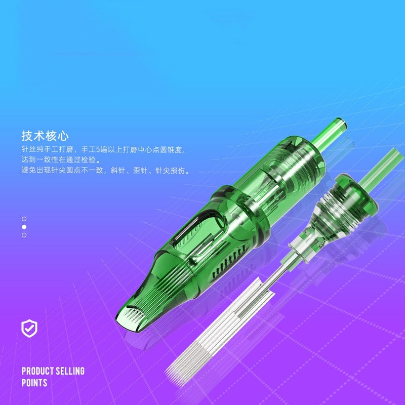 TREX Tyrannosaurus Rex Green Tattoo Needle 10-12 Series Integrated Needle Cartridge Compatible with Tattoo Pen Motor Machine - Image 3