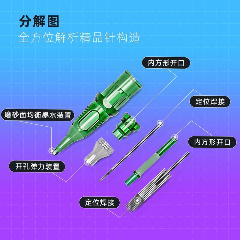 TREX Tyrannosaurus Rex Green Tattoo Needle 10-12 Series Integrated Needle Cartridge Compatible with Tattoo Pen Motor Machine - Image 4