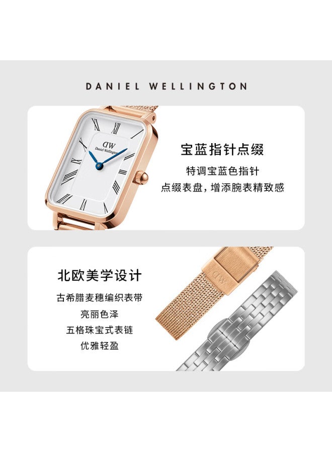 DANIEL WELLINGTON Danielwellington Dw Ladies Watch With Small Blue Hands And Roman Numerals, Simple And Fashionable Quartz Square Watch, Birthday Gift For Girlfriend, Dw690 - Image 2