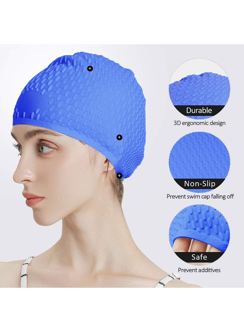 3 قطع قبعة سباحة ناعمة مريحة مقاومة للماء عالية المرونة قبعة سباحة سيليكون عالمية للبالغين - Image 4
