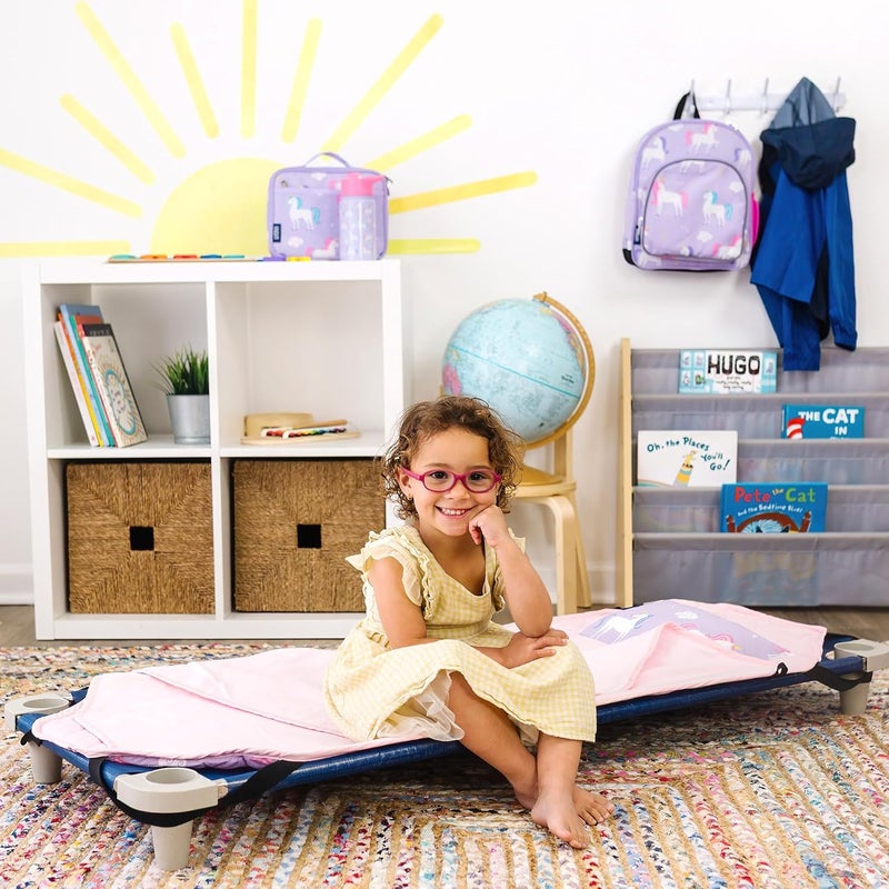 Wildkin Modern Kids Nap Mat  Soft Cotton Blend with Pillow  Elastic Straps for School  Travel  Unicorn - Image 2