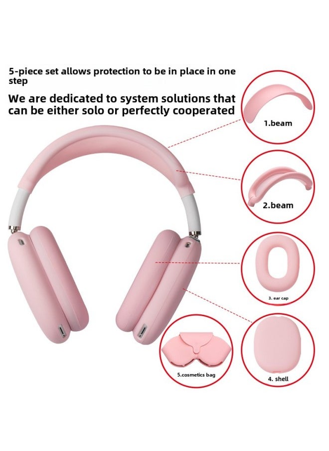 Generic - For Apple Airpods Max Silicone Head Beam Protective Cover Beam Dust-proof Bluetooth Headset Ear Movers-Specifications:Black Three-piece Set (head Beam Shell Cap) - Image 1