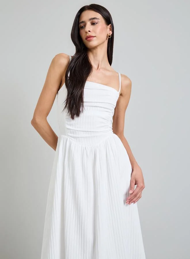 ستايلي White Strappy A-Line Midi Dress