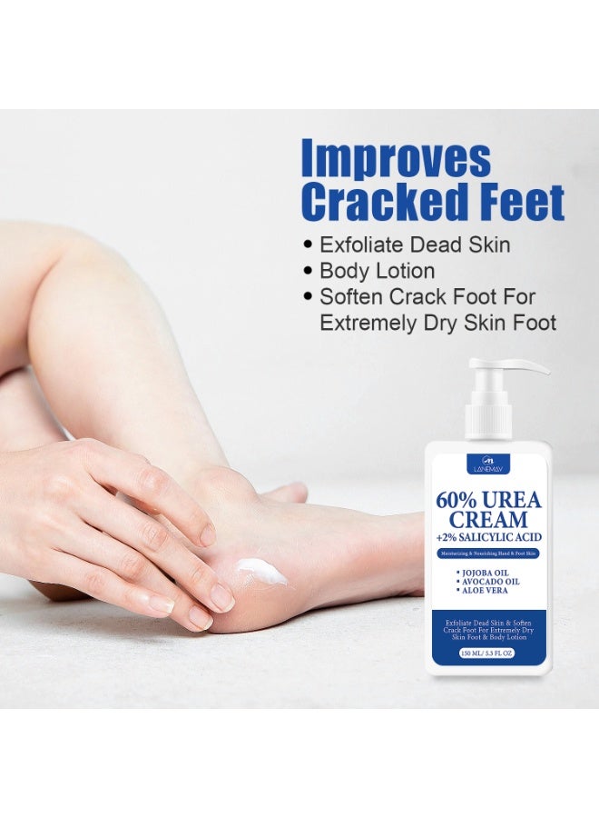 LANEMAY 60% urea foot cream, containing 2% salicylic acid, suitable for dry and cracked feet, hands and body, softening and exfoliating dead skin - Image 2