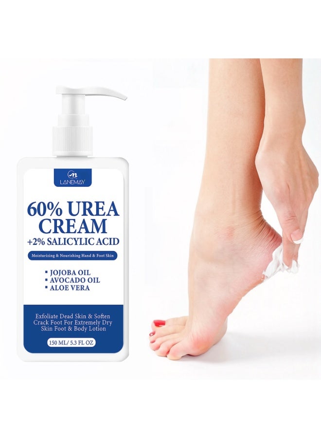 LANEMAY 60% urea foot cream, containing 2% salicylic acid, suitable for dry and cracked feet, hands and body, softening and exfoliating dead skin - Image 1