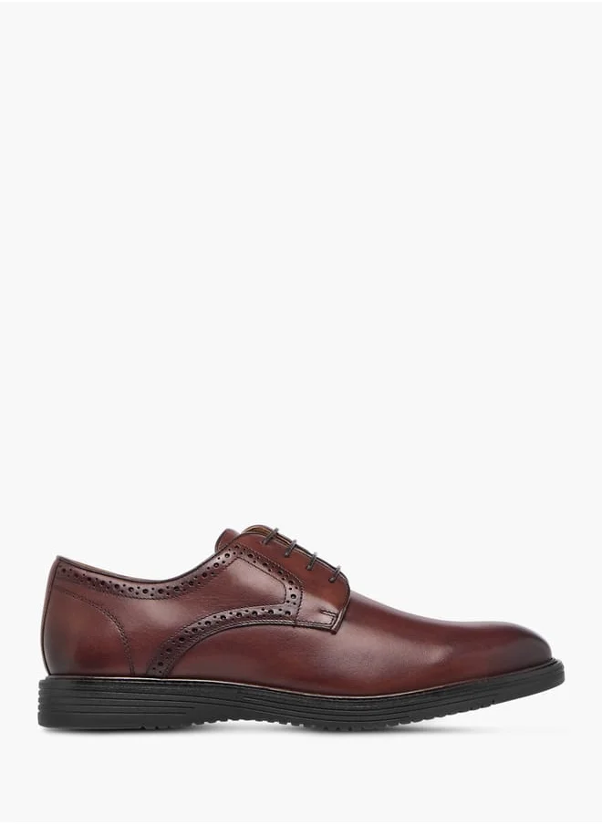 دوتشيني Mens Perforated Lace-Up Derby Shoes