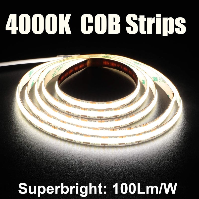أضواء شريط LED بجهد 5V، طول 4.9 أقدام، تحتوي على 480 مصباح LED بلون أبيض، درجة حرارة اللون 4000K، معدل تمثيل الألوان عالي (CRI) أكثر من 85، قابلة للتعديل في السطوع، مناسبة لإضاءة خلفية التلفزيون، غرفة النوم، الخزائن، المطبخ، أو للاستخدام في مشاريع الديكور الخاصة (DIY). - Image 4