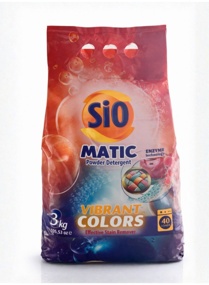 SIO Matic Laundry Powder – Colors 3kg | Effective Cleaning and Color Protection - Image 1
