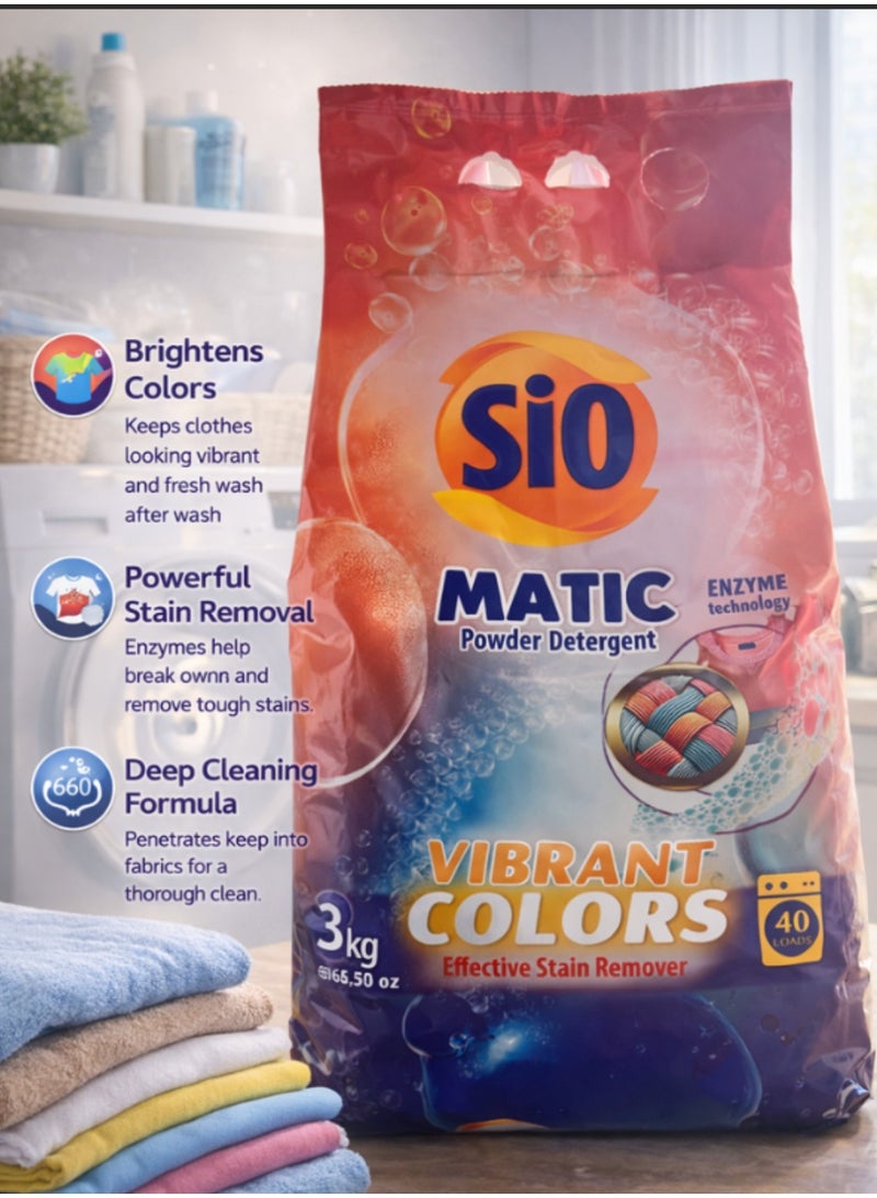 SIO Matic Laundry Powder – Colors 3kg | Effective Cleaning and Color Protection - Image 2