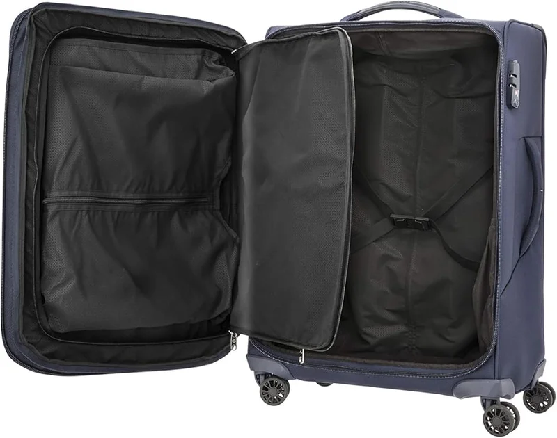 Samsonite  Hexel Suitcase Cabin Size 56 cm / 20 inch, 4 Spinner Wheels, 100% Nylon, Navy|TSA Lock|Trifold Garment Bag|Shoe Bag|Expandable|Front Storage Compartment|Top Storage Pocket - 10 Years International Warranty  | Best Price UAE