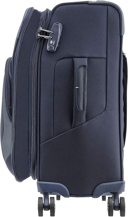 Samsonite  Hexel Suitcase Cabin Size 56 cm / 20 inch, 4 Spinner Wheels, 100% Nylon, Navy|TSA Lock|Trifold Garment Bag|Shoe Bag|Expandable|Front Storage Compartment|Top Storage Pocket - 10 Years International Warranty  | Best Price UAE