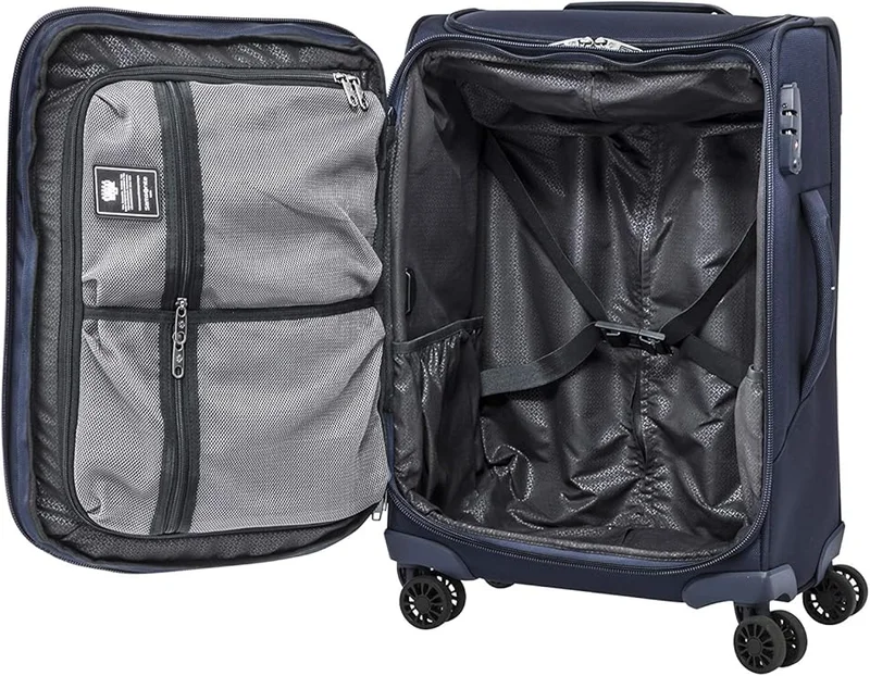 Samsonite  Hexel Suitcase Cabin Size 56 cm / 20 inch, 4 Spinner Wheels, 100% Nylon, Navy|TSA Lock|Trifold Garment Bag|Shoe Bag|Expandable|Front Storage Compartment|Top Storage Pocket - 10 Years International Warranty  | Best Price UAE