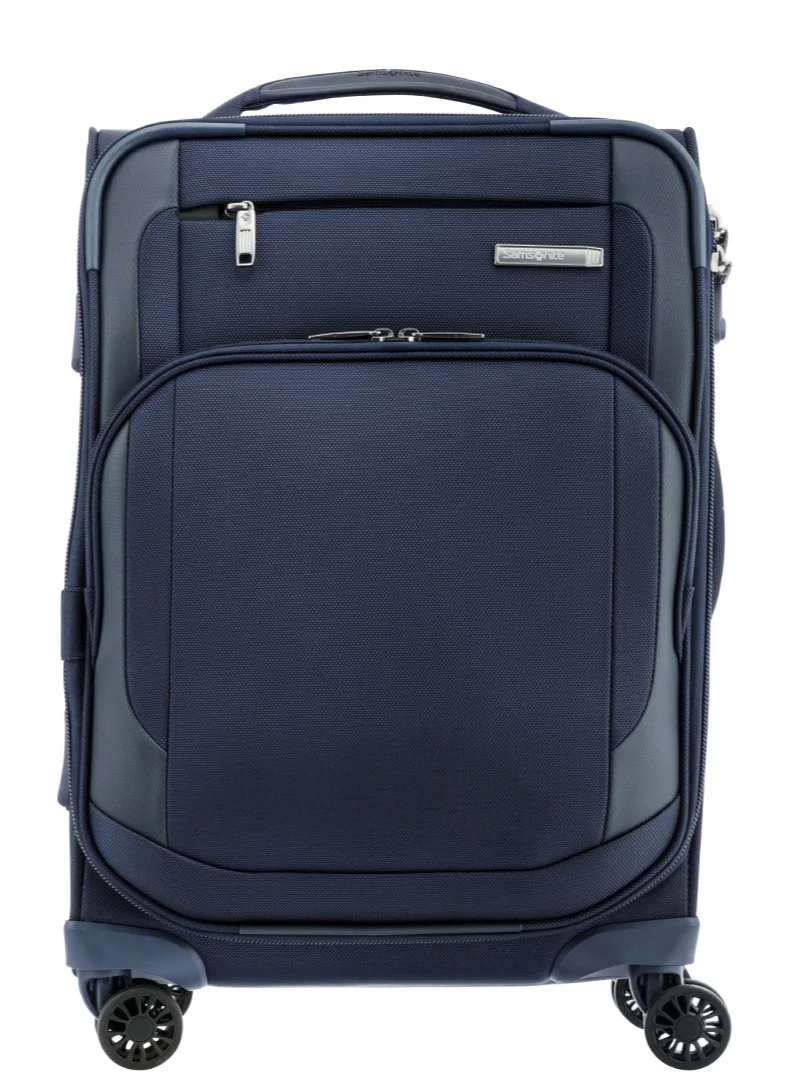 Samsonite  Hexel Suitcase Cabin Size 56 cm / 20 inch, 4 Spinner Wheels, 100% Nylon, Navy|TSA Lock|Trifold Garment Bag|Shoe Bag|Expandable|Front Storage Compartment|Top Storage Pocket - 10 Years International Warranty  | Best Price UAE