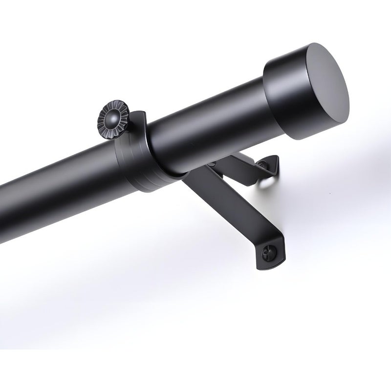 Matte Black Extendable Curtain Rods, Curtain Rod 32 to 144 inch for Windows, Heavy Duty 1 Inch Diameter Adjustable Curtain Pole, Curtain Rod with Brackets, Ideal for Bedroom, Living room - Image 1