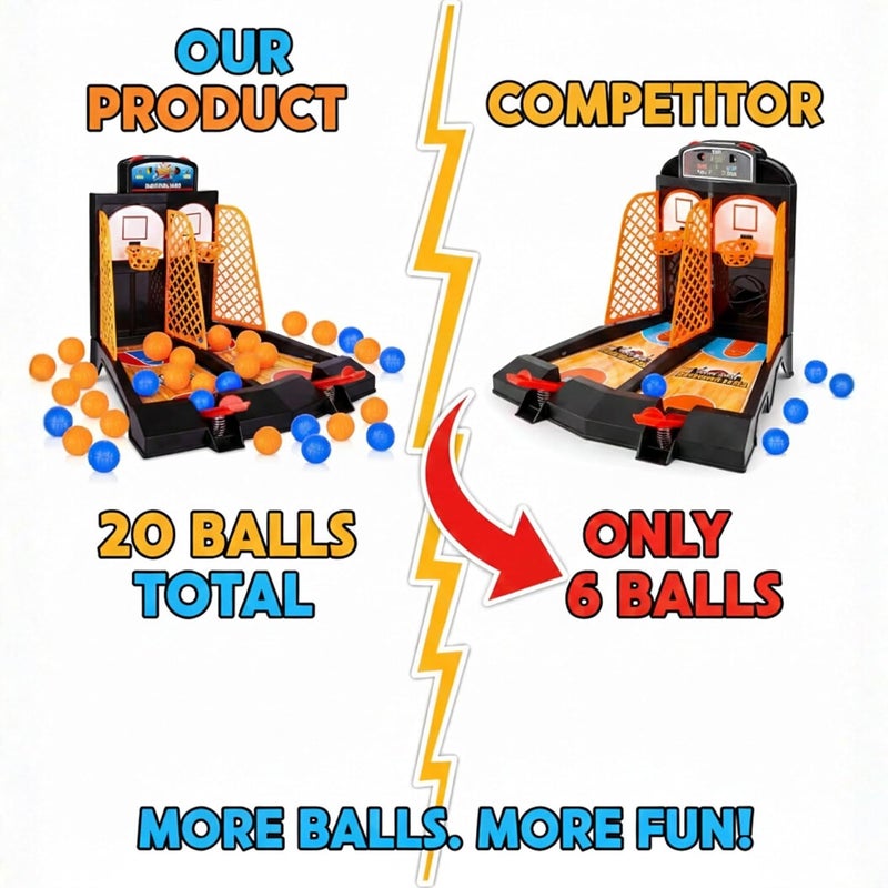 Art Creativity Mini Basketball Games, with 20 Mini Balls, Basketball Toys, Tabletop Game for Kids and Adults, Desk Games for Office, Best Basketball Gifts Idea for Boys, Girls, and Adults - Image 2