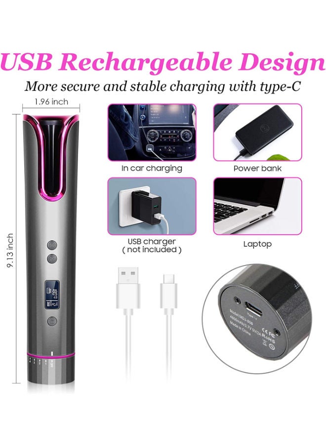SHOPI Wireless Hair Curler- Auto Curling Iron with LCD Temperature Display and Timer, USB Rechargeable Travel Curling Iron  - Image 5