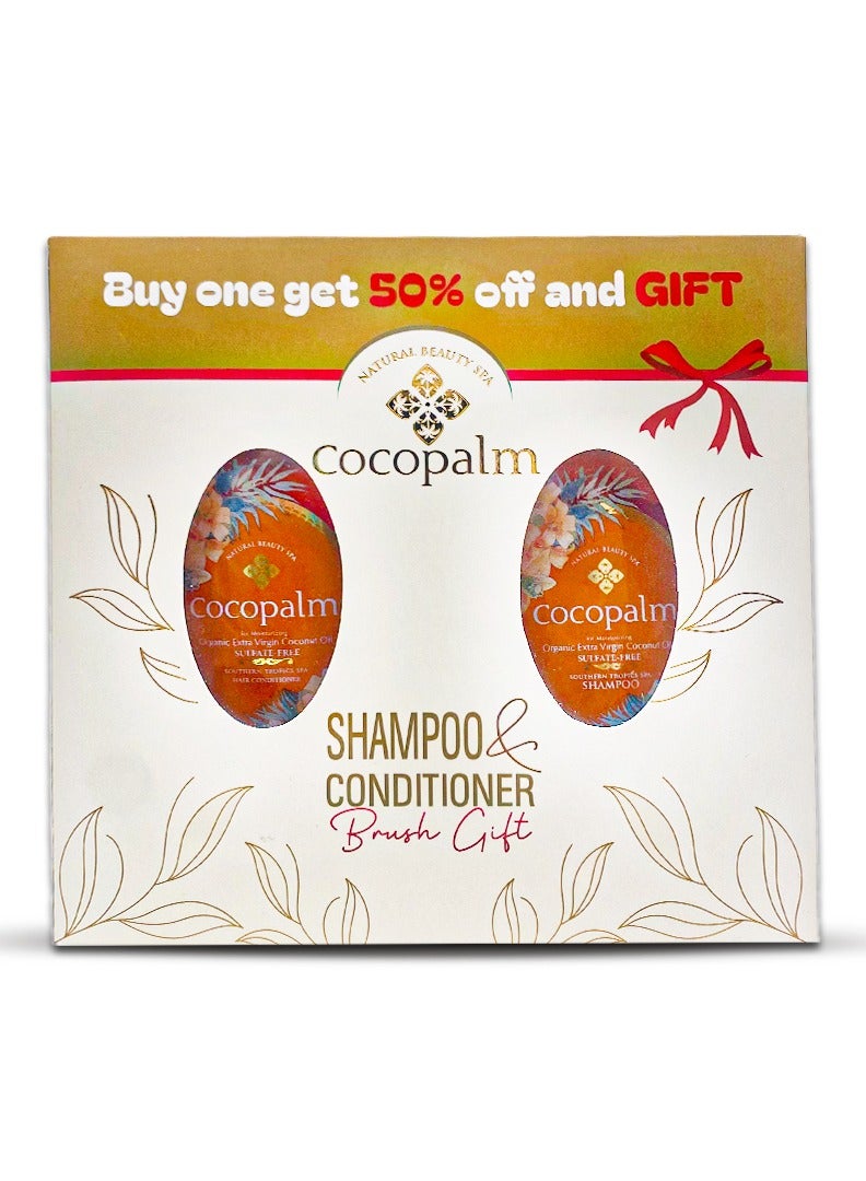 Cocopalm Shampoo and Conditioner Southern Tropics bundle + Free Hair Brush Included - Image 1