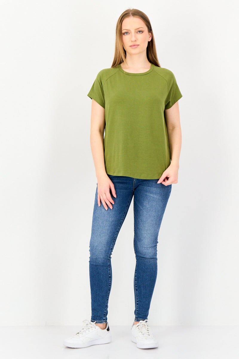 Only x Jdy Women Crew Neck Short Sleeve Plain T-Shirt, Olive - Image 4