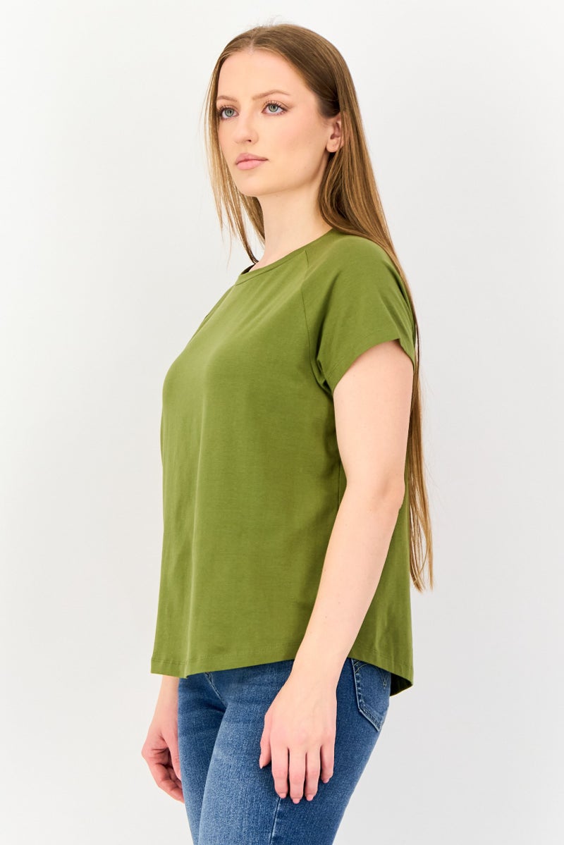 Only x Jdy Women Crew Neck Short Sleeve Plain T-Shirt, Olive - Image 2