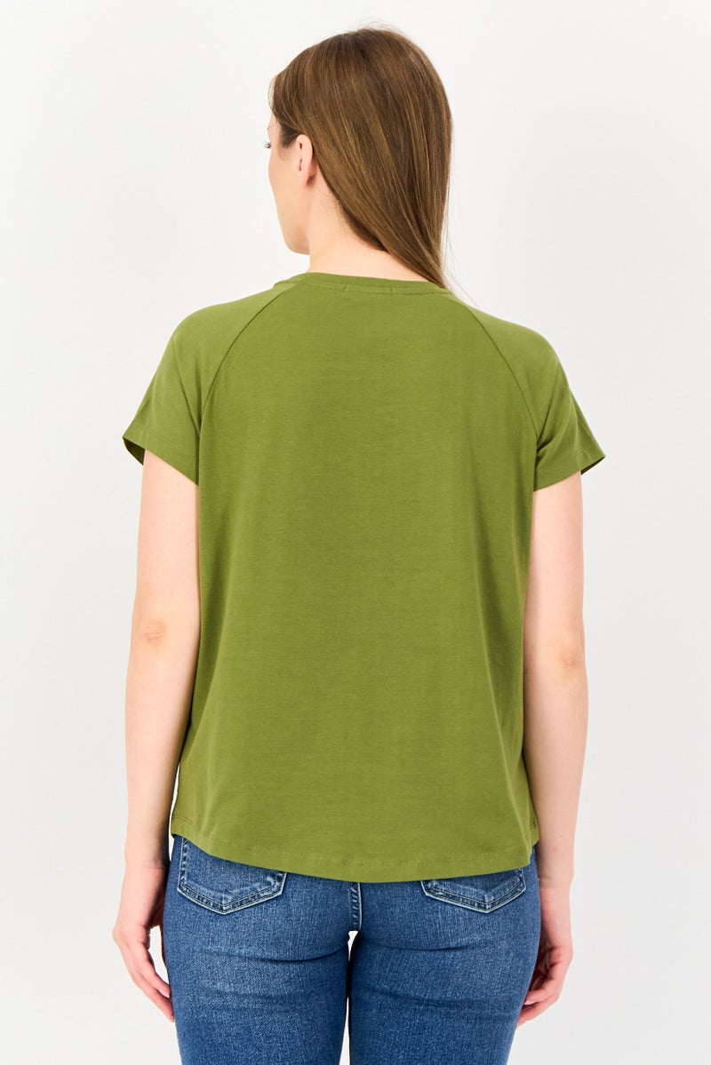 Only x Jdy Women Crew Neck Short Sleeve Plain T-Shirt, Olive - Image 3