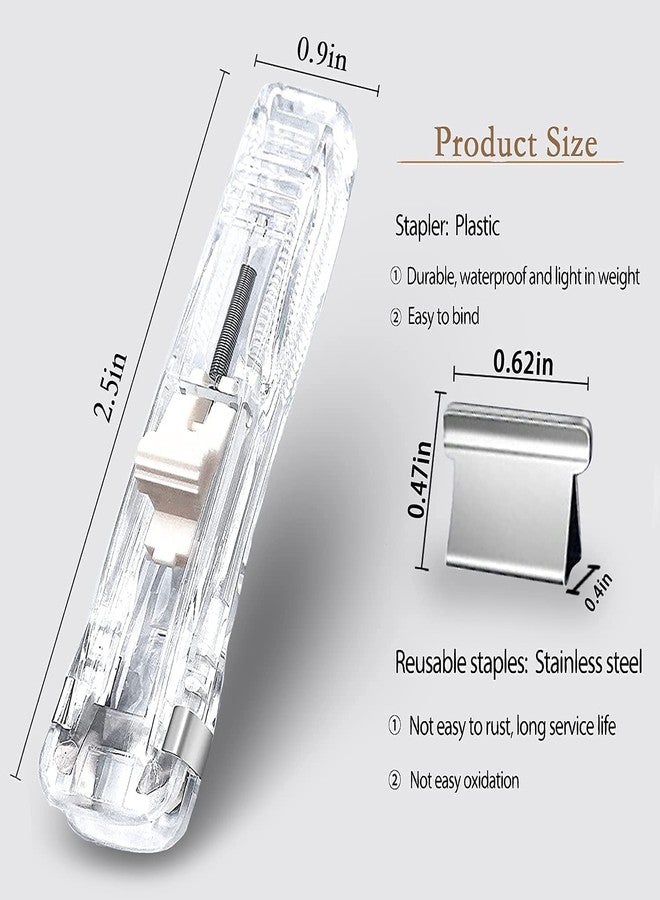 Kunya® Office Supplies Push Stapler, Transparent Stapler with Steel Clips, Modern Style, 50 Reusable Clips - Image 2
