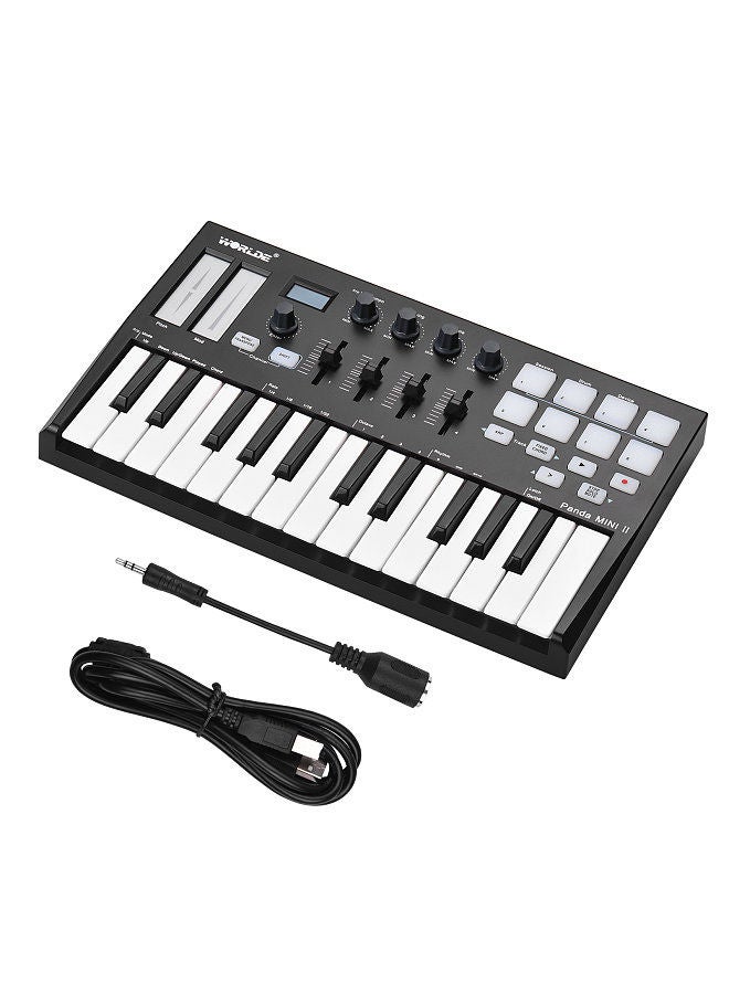 WORLDE - Panda Mini Ii Portable 25-Key Usb Midi Keyboard Controller With 8 Rgb Backlit Trigger Pads 4 Assignable Control Knobs 4 Assignable Sliders - Image 1