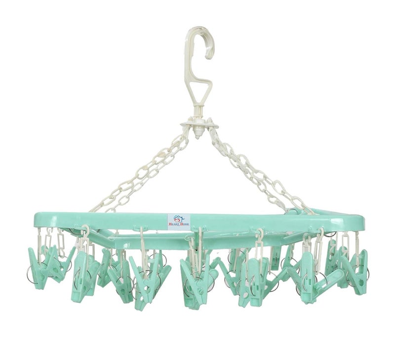 MU Enterprises Cloth Drying Hanger Rack 32 Clips360 Degree Portable Rotatable ClipsSpace Saving Travel Durable PlasticSize 40 x 38 x 30 CM  - Image 2