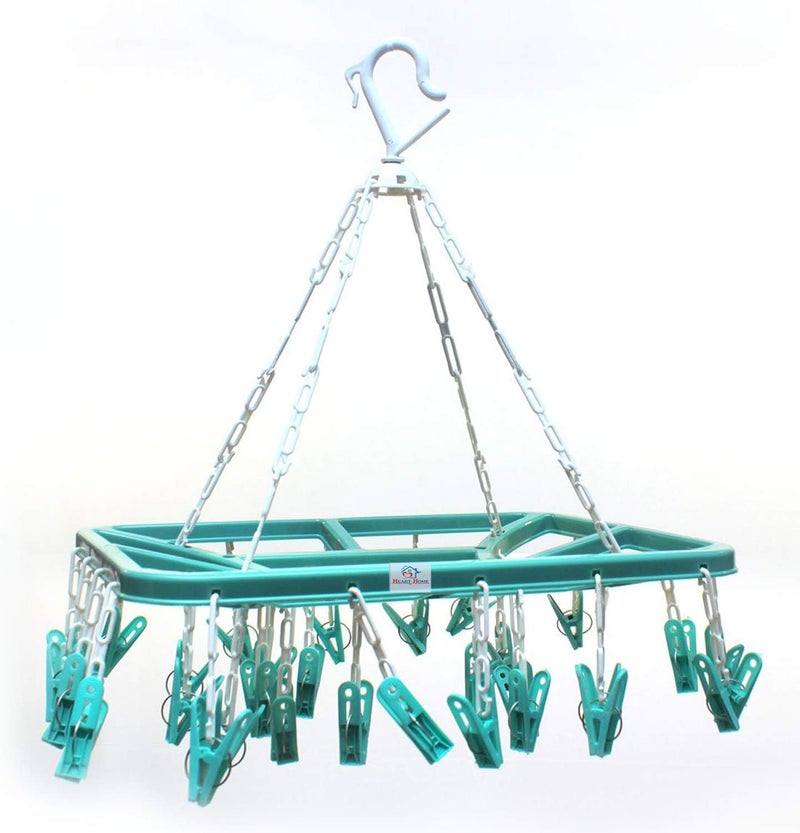 MU Enterprises Cloth Drying Hanger Rack 32 Clips360 Degree Portable Rotatable ClipsSpace Saving Travel Durable PlasticSize 40 x 38 x 30 CM  - Image 4