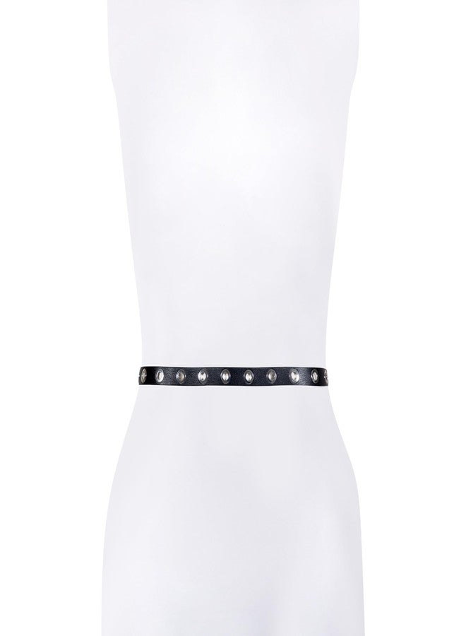 AllSaints Women's 1 Inch Eyelet Leather Belt, Fully Adjustable with Roller Buckle, Black, M-L - Image 5