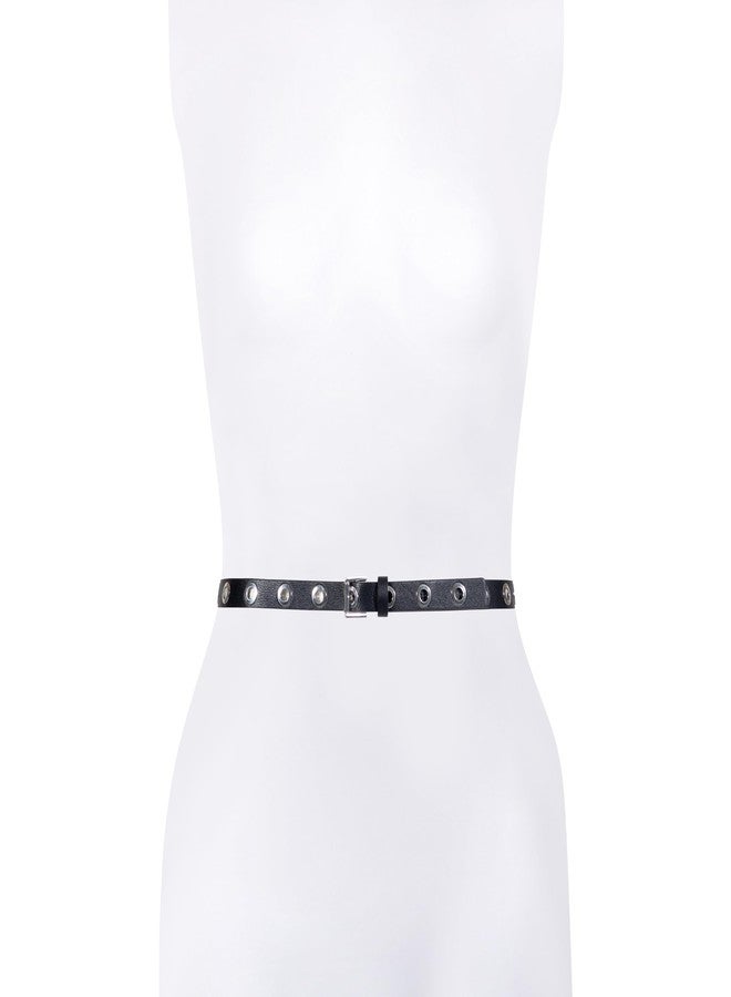 AllSaints Women's 1 Inch Eyelet Leather Belt, Fully Adjustable with Roller Buckle, Black, M-L - Image 4