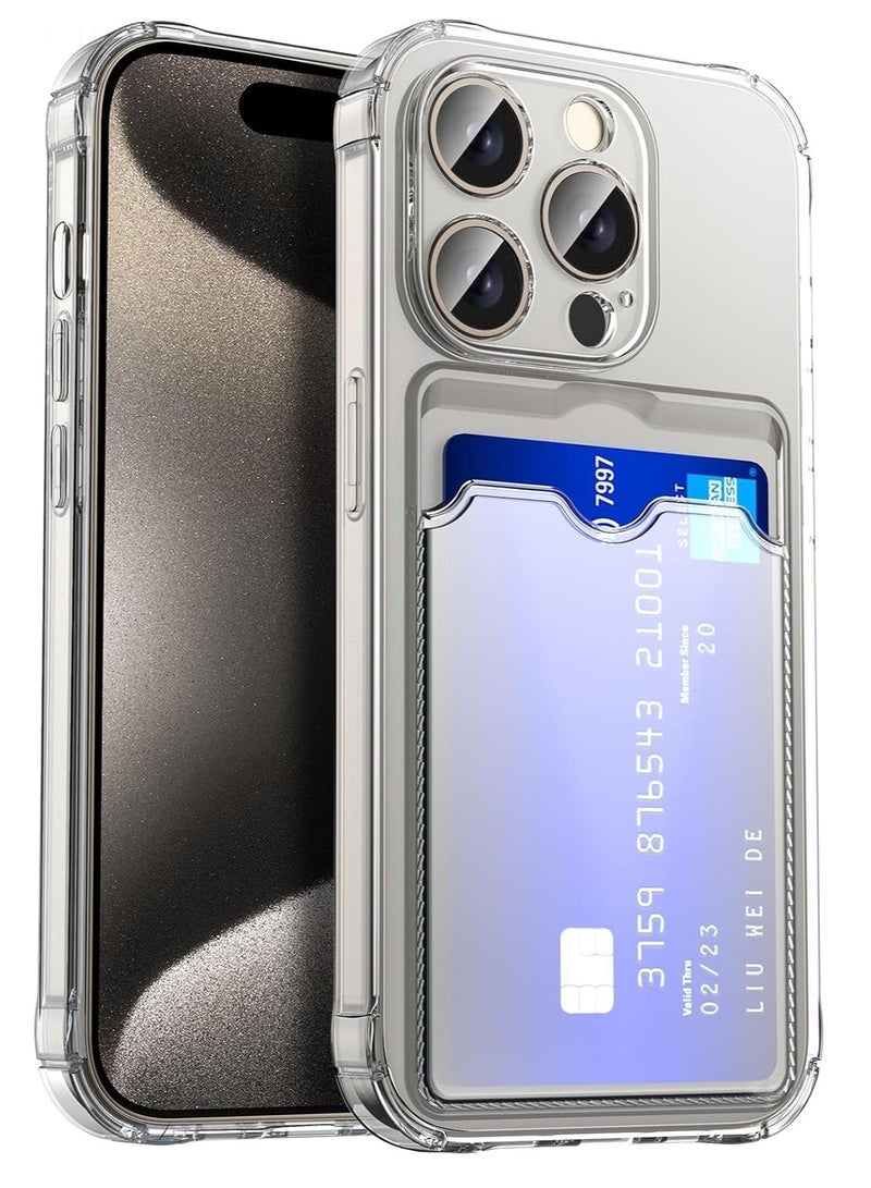 iPhone 14 Pro Max 6.7-Inch Case Clear Card Holder Back Wallet Crystal Transparent Soft TPU Shockproof Bumper Corner Drop Protection Phone Cover... - Image 1