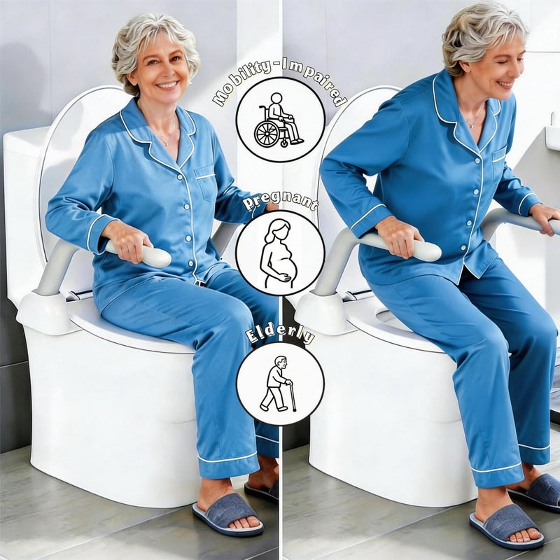 Srora Toilet Safety Rails for Seniors,Easy Installation & Sturdy Handicap Toilet Safety Frame,Seat Handles for Elderly Disabled or Mobility Issues - Image 2