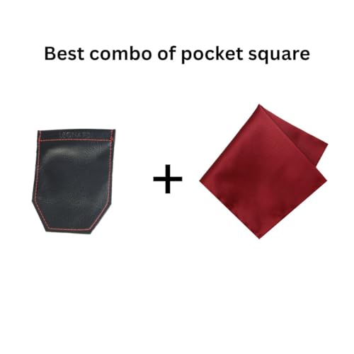 LEONARDI Men's Solid Pocket Square & Pocket Square Holder For Men's Combo | Microfiber | 30cm x 30cm | Pack of 2 (WINE) - Image 5