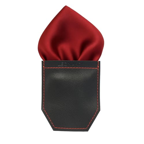 LEONARDI Men's Solid Pocket Square & Pocket Square Holder For Men's Combo | Microfiber | 30cm x 30cm | Pack of 2 (WINE) - Image 1