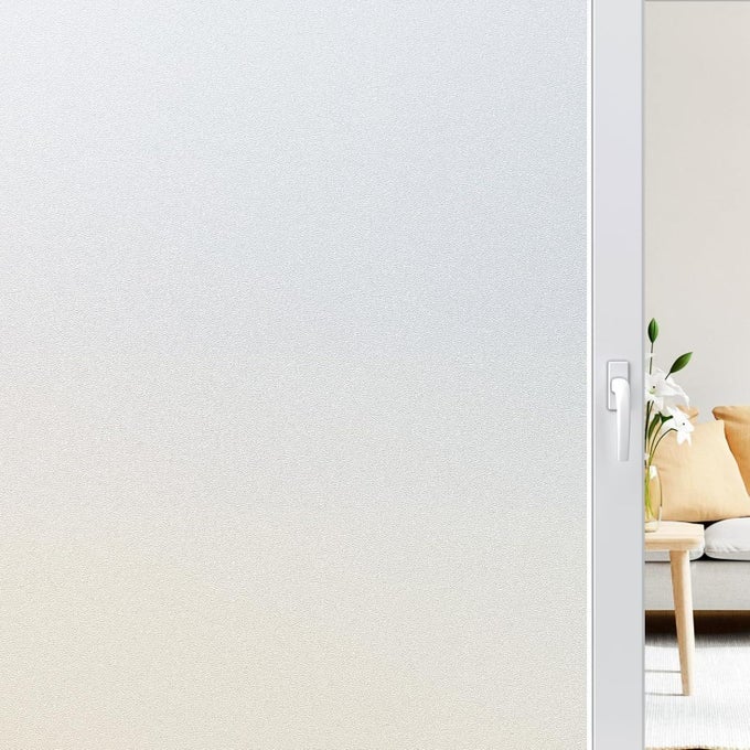 WINDOW FILM PRIVACY FROSTED WINDOW FILM OPAQUE STICKERS FOR GLASS DOORS FROSTING WITH NEW GRID DESIGN NO GLUE ANTI UV SELF ADHESIVE SUN BLOCK HOME BATHROOM OFFICE 60 X 200 CM