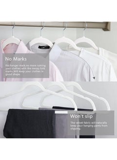 Red Dot Gift Red Dot Gift® 10-Pack White Non-Slip Velvet Hangers 45cm With 360 Degree Rotatable Hook - Durable & Slim - Non Slip Hangers for Coat Hangers - Pant Hangers  - Image 4