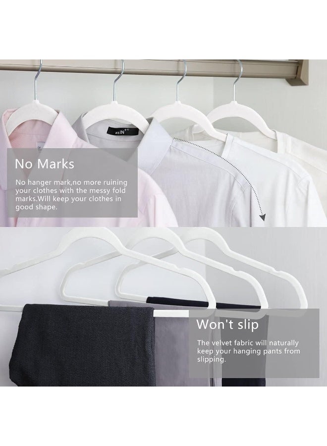 Red Dot Gift Red Dot Gift® 10-Pack White Non-Slip Velvet Hangers 45cm With 360 Degree Rotatable Hook - Durable & Slim - Non Slip Hangers for Coat Hangers - Pant Hangers  - Image 4