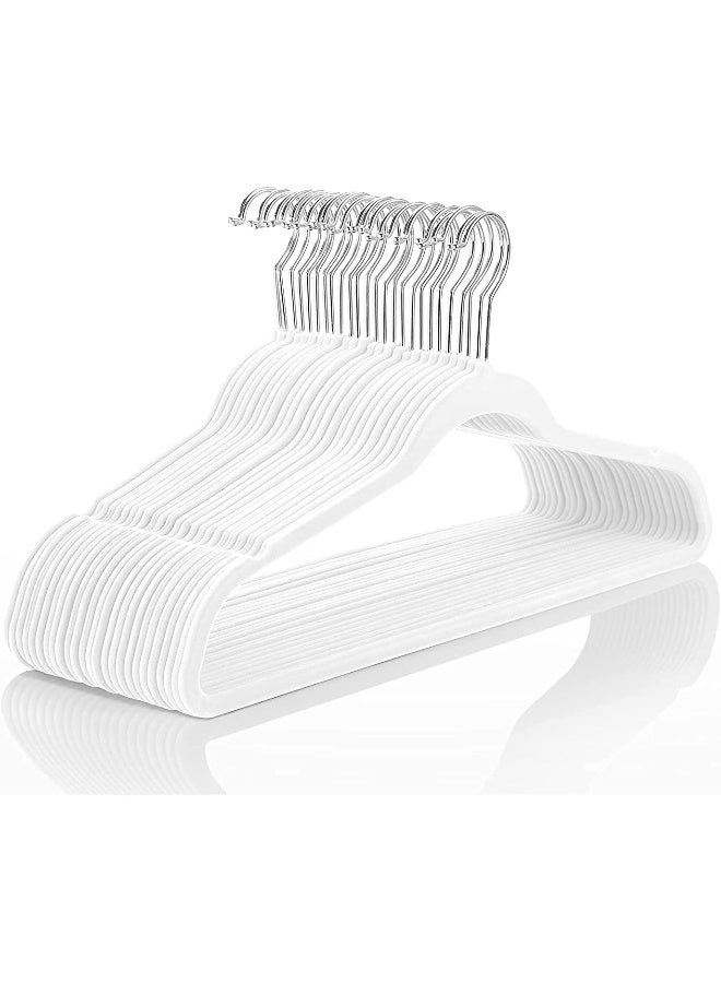 Red Dot Gift Red Dot Gift® 10-Pack White Non-Slip Velvet Hangers 45cm With 360 Degree Rotatable Hook - Durable & Slim - Non Slip Hangers for Coat Hangers - Pant Hangers  - Image 1